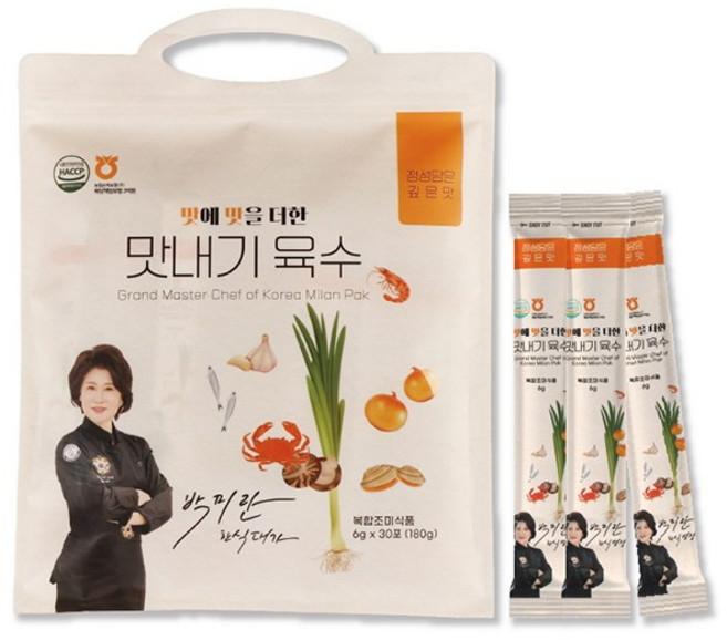 맛내기육수 180g(6g X 30 개 X 1봉) 해물분말육수 국내제조 haccp인증업체 게 새우분말함유, 180g, 3박스