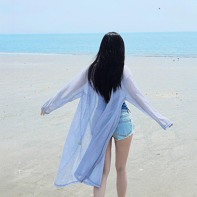 [빅사이즈/체형커버] 카프리 쿨썸머 살탐방지 루즈핏 린넨 롱 로브 박시 가디건 (여름가디건 롱가디건 린넨가디건 오버핏가디건 파스텔톤 여리핏 비키니커버업)
