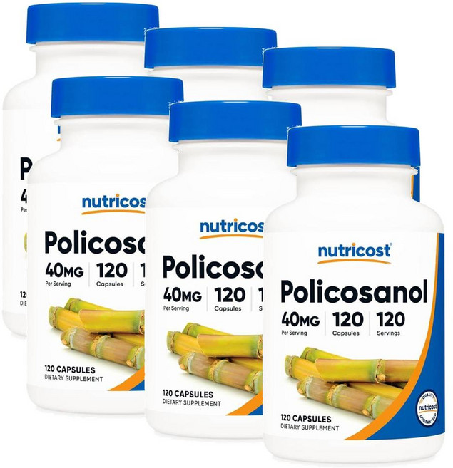뉴트리코스트 폴리코사놀 40mg 캡슐 Nutricost Policosanol, 120정, 6개