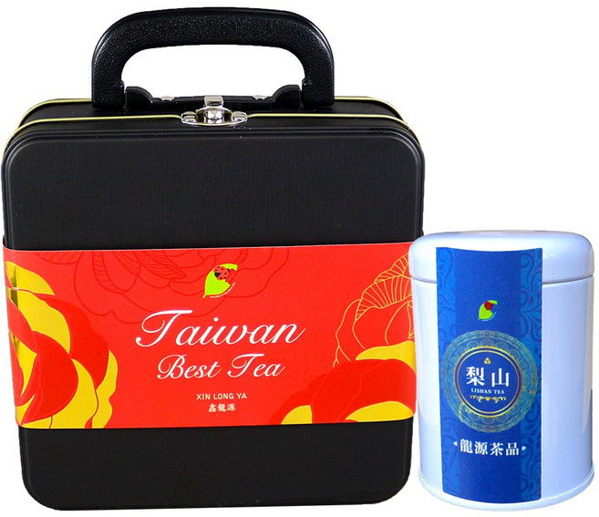 龍源茶品 梨山國際典藏手提鐵禮盒 高山烏龍茶葉禮盒 送禮推薦 梨山高冷茶葉, 2個, 茶葉30g, 燙金玫瑰紅色腰封