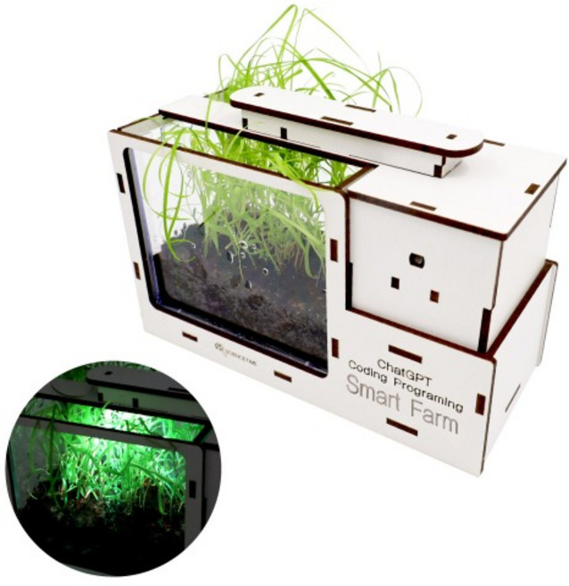 프리미엄 우드공작 시리즈 챗 GPT 코딩 스마트팜 만들기 과학 키트, 물잔디