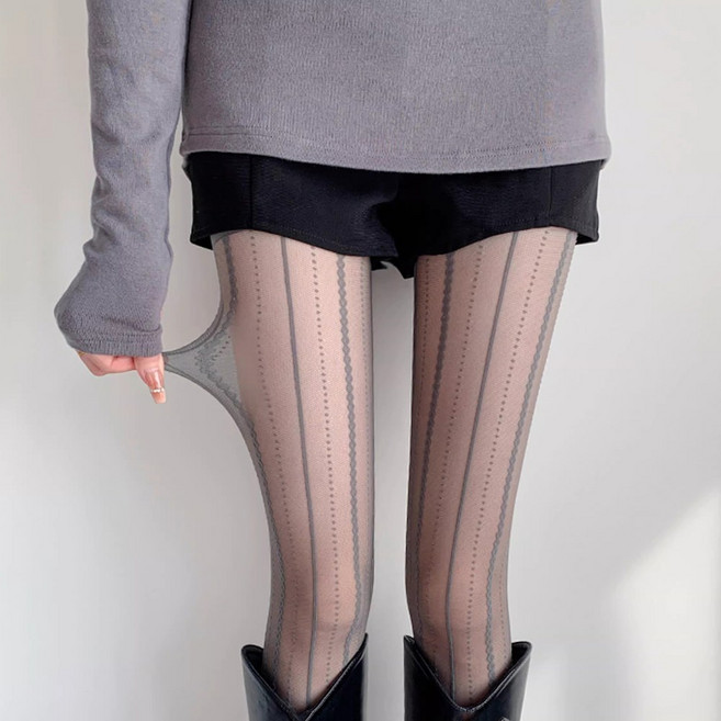 레이스 시스루 쫀쫀 여성 팬티스타킹 타이즈 고탄력 슬림핏 데일리 스트라이프 스타킹