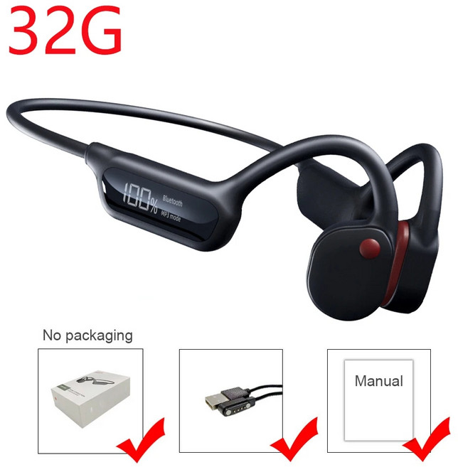 골전도이어폰 블루투스 수영 방수 마라톤 8종, X10-주황색-LED-32G