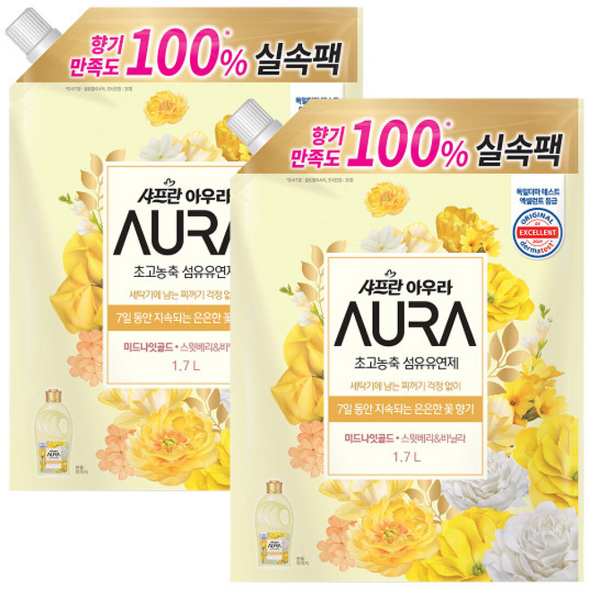 샤프란 아우라 섬유유연제 리필 미드나잇골드, 1.7L