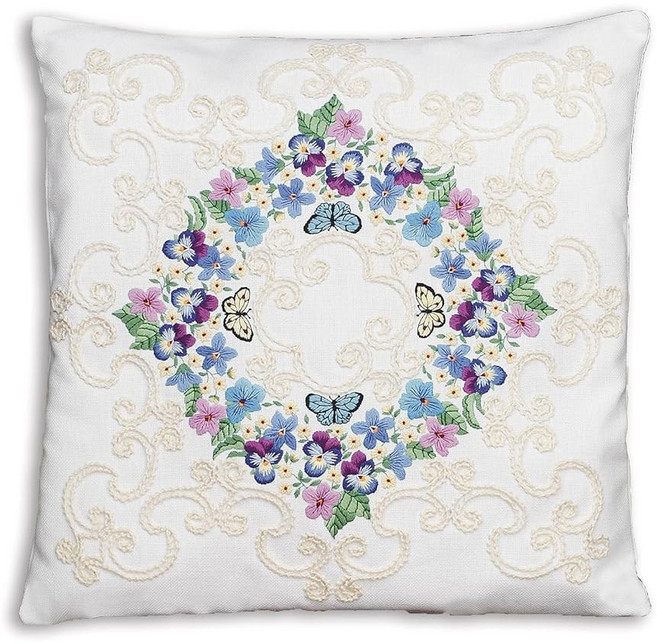 Janlynn Corp. 004 0859 크루엘 자수 키트 플로럴 판타지 베개, Floral Fantasy Pillow