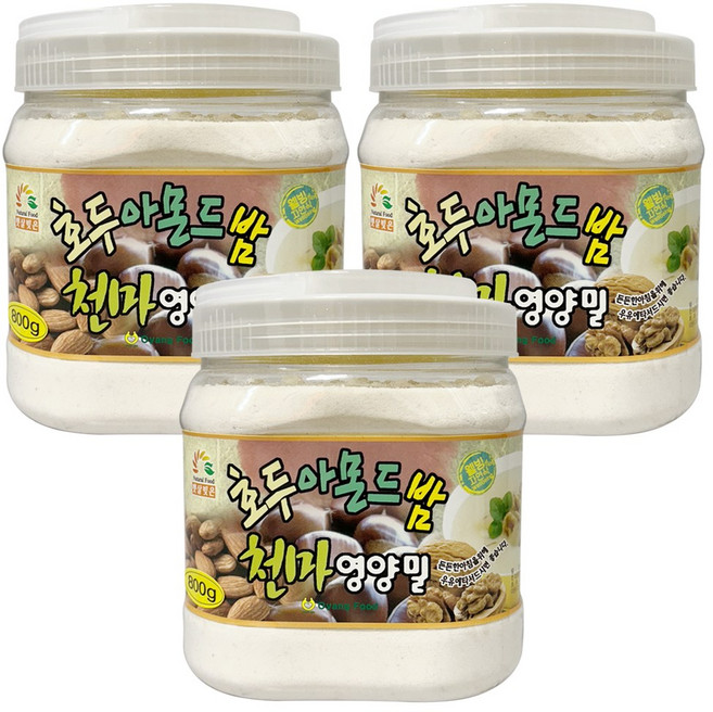 오양식품 호두 아몬드 밤 천마 영양밀 선식 통, 800g, 3개