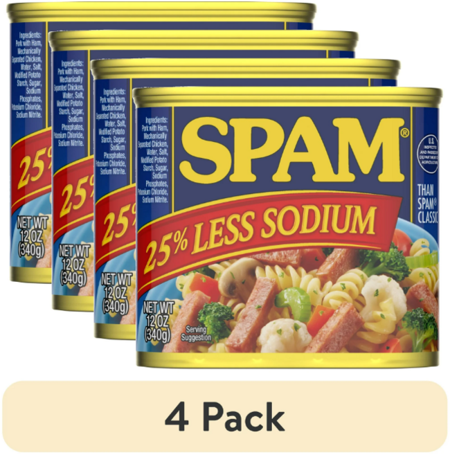 Hormel Spam 25% Less Sodium 호멜 스팸미국 햄 저염 340g 8캔, 4개