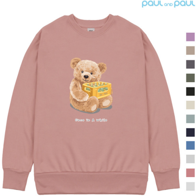 폴앤폴 댄디 곰돌이 스탠다드 맨투맨 남여공용