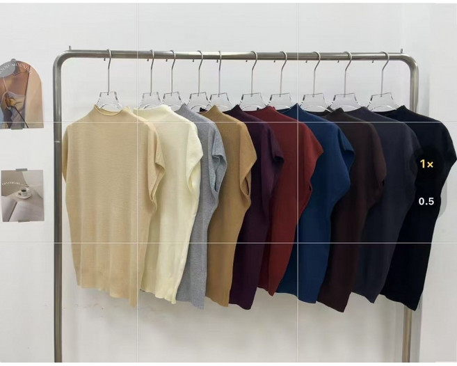 반목폴라 반소매 여름 니트 스웨터 유니크한 라운드넥 풀오버 루즈핏 여성 상의