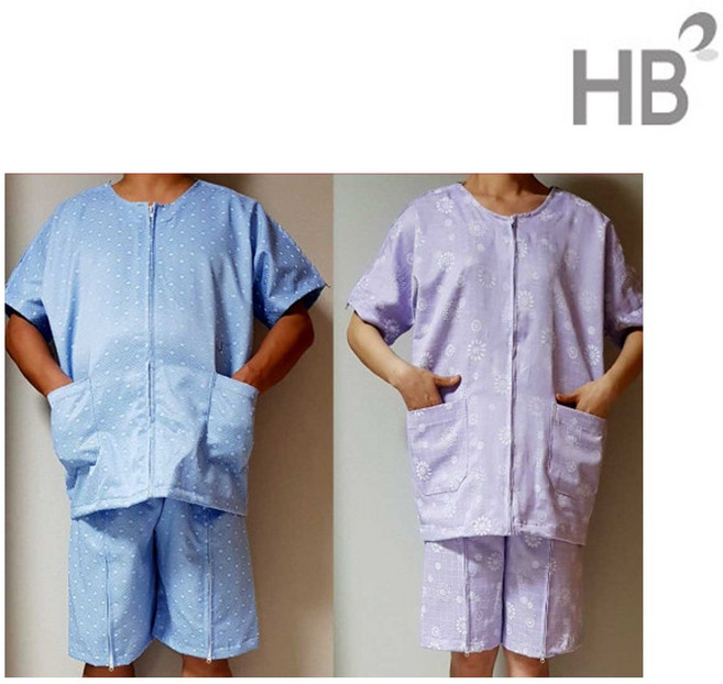 [한의바이오]쟈가드 지퍼형 한의원 환자복(상의/하의/한벌) 병원 진찰 검진 치료 환의 IMS복 가운 침구복, 1벌, S(플라워바이올렛), 1개