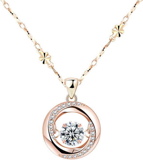 YANGTA 18k 로즈 골드 모비우스 링 목걸이 기념일 선물