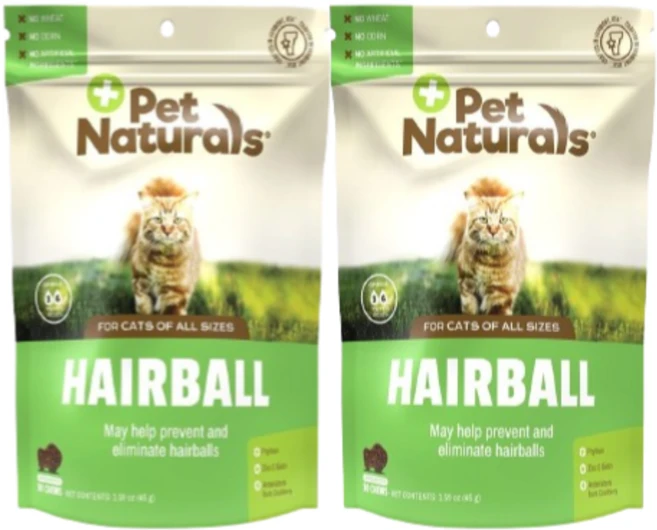 Pet Naturals 헤어볼 반려묘용 츄어블 약 30개 45g(1.59oz) 2 SET - 쿠팡