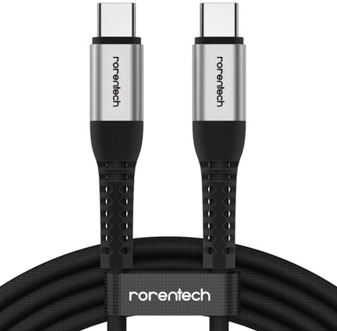 로랜텍 초고속 충전케이블 C to C PD 60W, 2m, 실버블랙, 1개