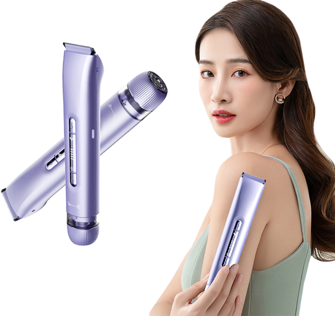 2in1 전기 제모기 듀얼 헤드 여성면도기 바디 제모기, 퍼플