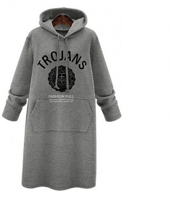 COSYEVNO 롱 후드티 원피스 루즈핏 캐주얼 여성 겨울 레터링 프린트 맨투맨 스커트