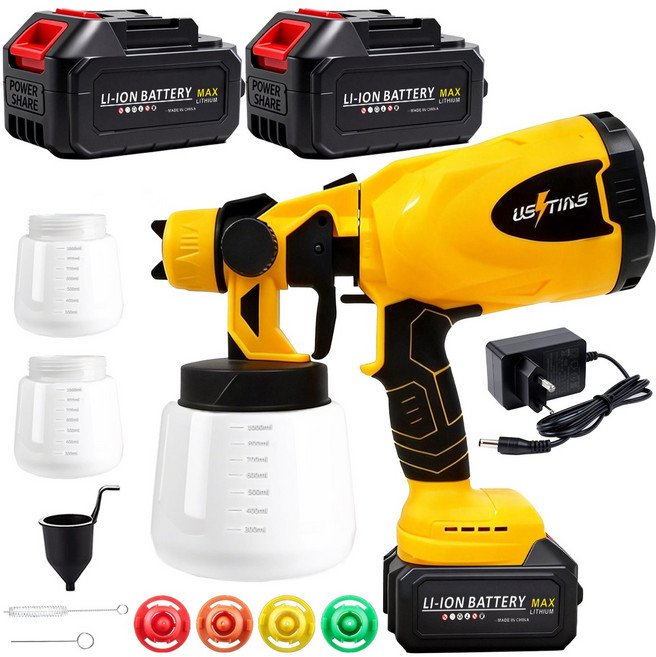 우스틴스 독일기술 무선 전기 도장 분무기 스프레이 건, 배터리 2개, 1개