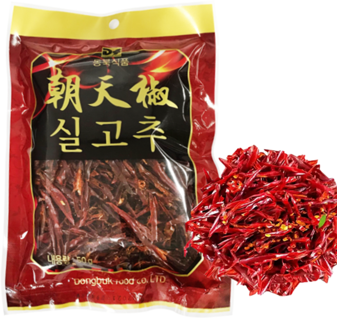 홍홍 중국식품 실고추 고추썰 중국 건고추 매운 중국고추 동북, 1개, 50g