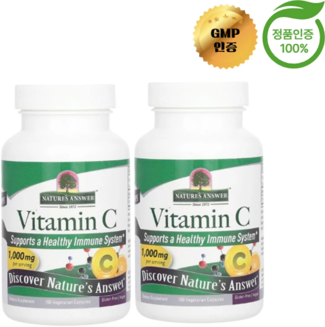 네이처스 앤서 2개X 비타민C 1000mg 베지 캡슐 100정, 2개 - 쿠팡