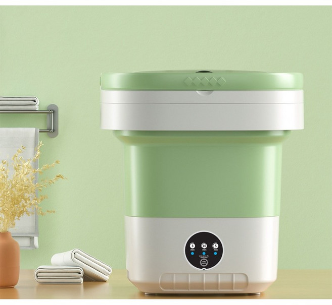 PYHO 미니 소형 세탁기 휴대용 접이식 살균 탈수기 속옷 수건 양말 걸레 행주 미니 세탁기 11L, 녹색B