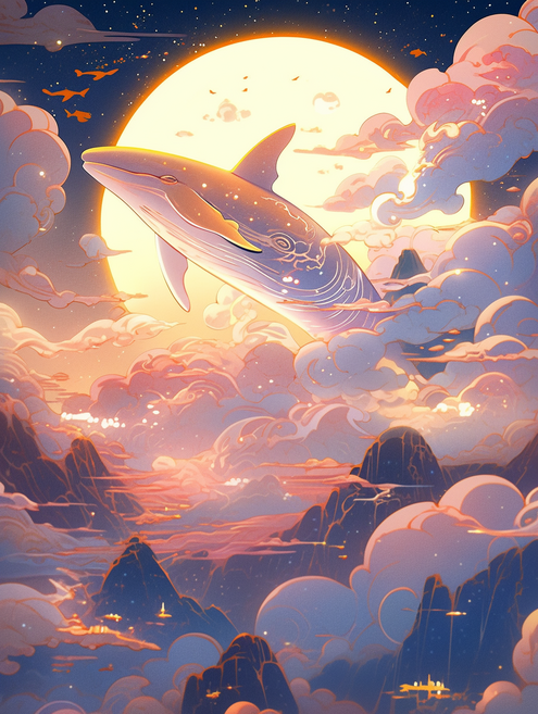 구름 바다 속 자유로운 고래 우드 조각퍼즐 행운의 전조 판타지 노을 굿럭키 웨일 컬렉션 그림퍼즐 집콕취미 스트레스해소 장난감 11종, 판타지 구름바다 고래 퍼즐선택04, 700피스, 1개