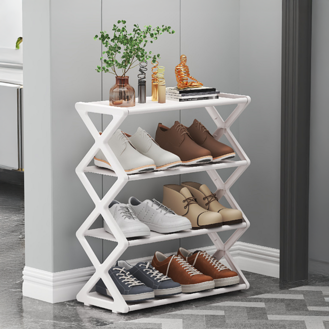 일상포인트 깔끔한 조립식 신발장 신발 정리대 4단, 화이트