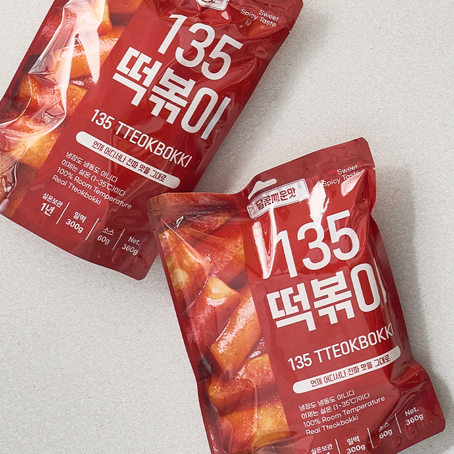 전국식탁 실온보관 즉석 밀떡 간편식 135 떡볶이 달콤매운맛, 3개, 360g