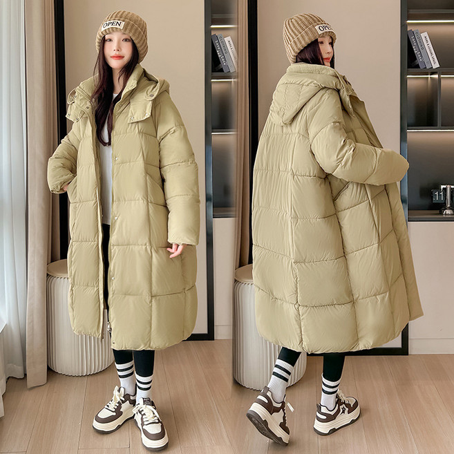 CBHV 겨울 여성 후드 롱 패딩 두툼한 데일리 패션 롱패딩 점퍼