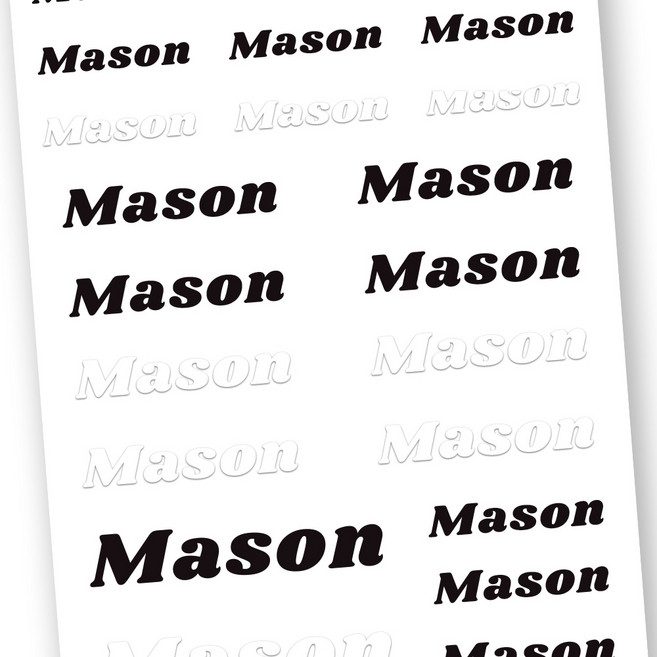 배경없이 이름만 붙이는 이름표스티커 반영구 완벽방수 네임스티커 이름스티커, 엠보E76