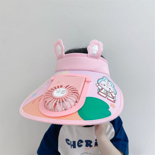 AOHAO 어린이 선풍기 모자 바이저 캡 귀여운 썬캡50-54cm