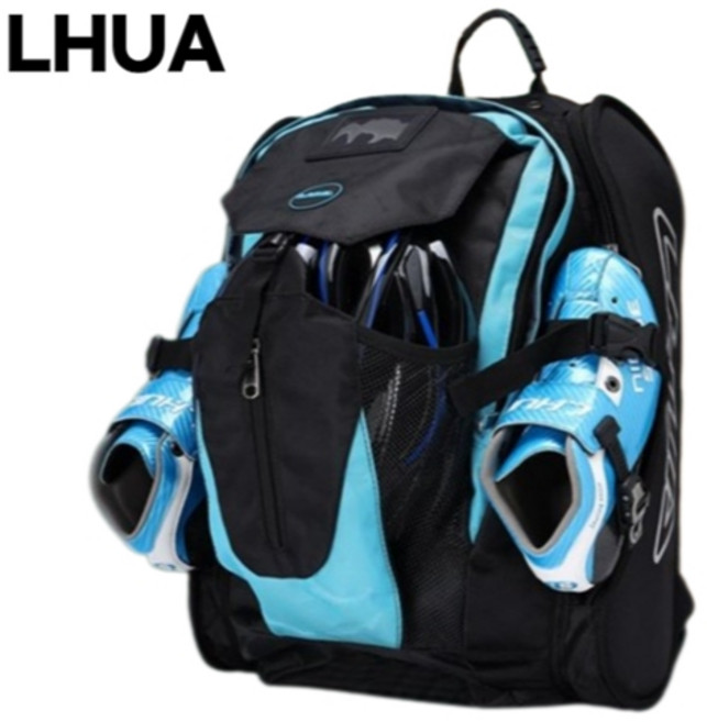 LHUA 인라인 스케이트 가방 롤러블레이드 백팩 성인 어린이, 블랙, 1개