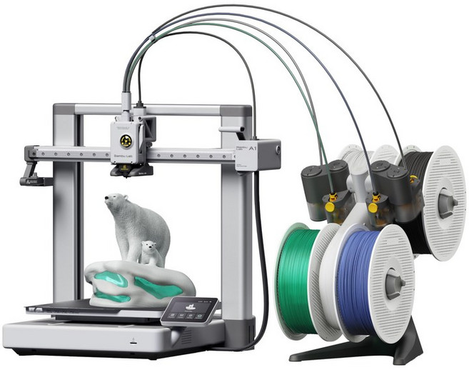 Bambu Lab A1 Combo 3D프린터 AMS lite 다색 조형 대응 전자동 캘리브레이션 256mmx3