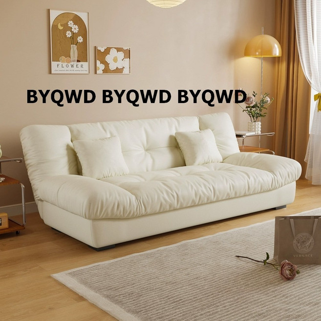 이키아퍼니쳐 허리가 편한 쇼파베드 쿠션증정 쇼파겸용 침대 3단조절 접이식 가죽, 크림화이트