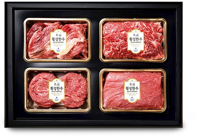 1+등급 횡성한우 명품 특선세트 5호 [꽃등심+채끝+불고기+국거리] 각 400g 1.6kg, 1개