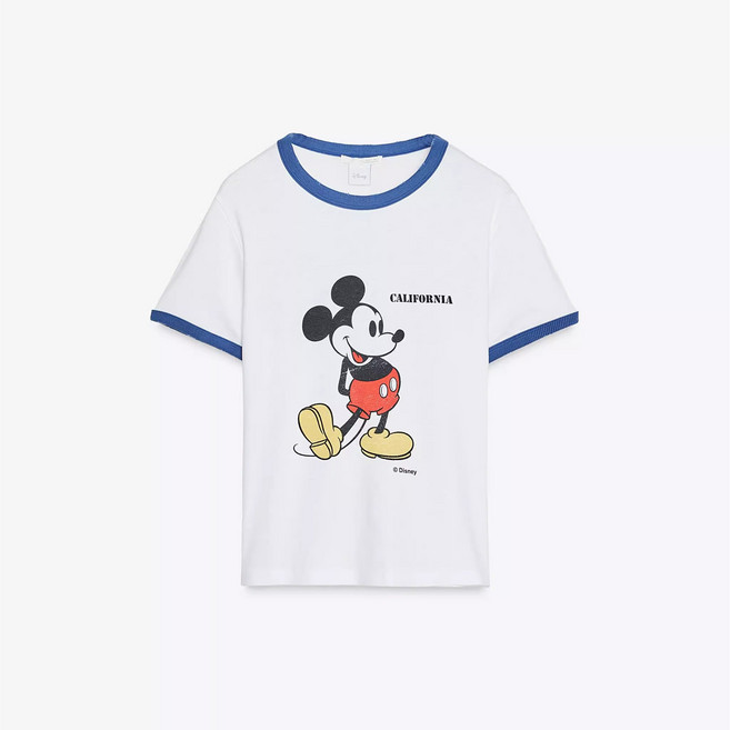 ZARA 자라 미키마우스 프린팅 라운드 반팔 티셔츠 3253376