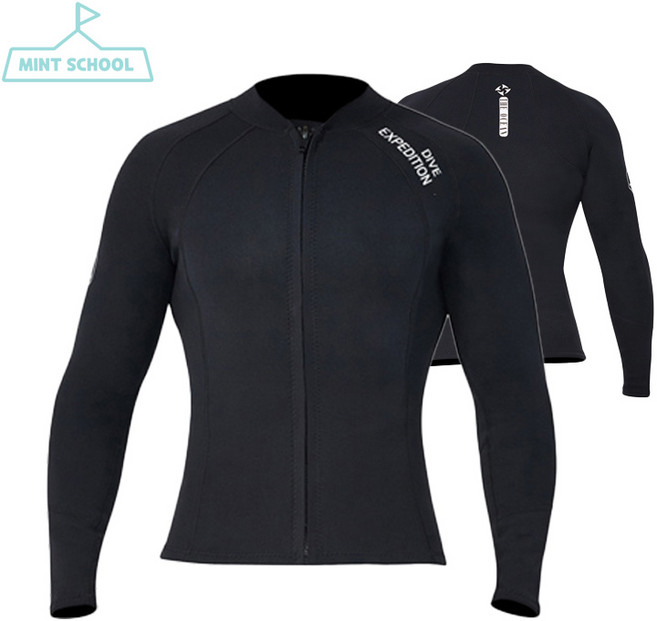 민트스쿨 2.1mm 남성용/여성용 스킨스쿠버 다이빙슈트, 카본블랙