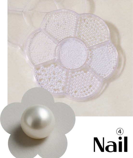 티이엠 봄 네일아트 꽃파츠 리본 진주 파츠, 1개, 원형진주