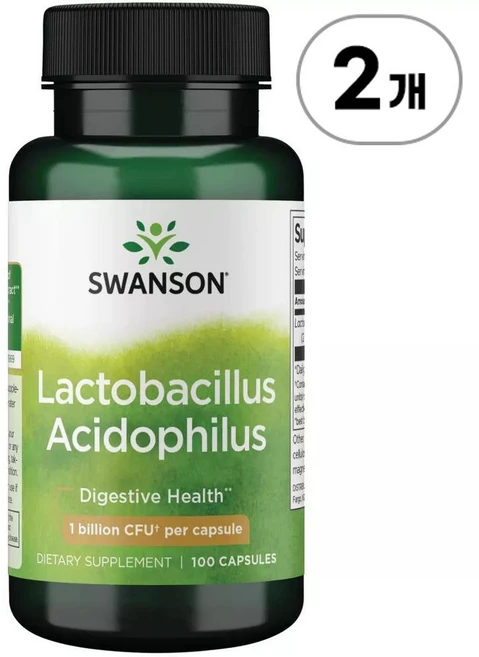 스완슨 락토바실러스 애시도필러스 1빌리언 CFU Swanson Lactobacillus Acidophilus 1 Billion Cfu Helps Support Gastroint, 100정, 2개 - 쿠팡