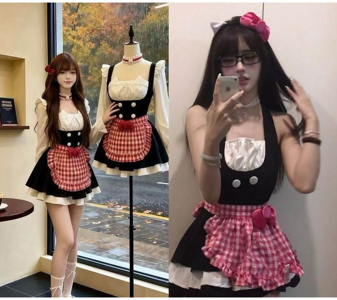 핫스윗 메이드 코스프레 여성 민소매 하녀복 메디드복 코스튬 졸업식 파티복HF