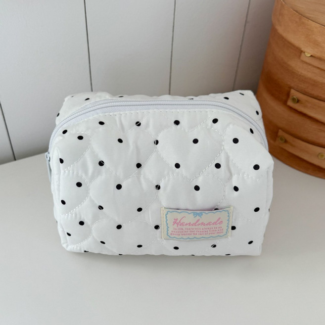 에브리테일 스위트 퀼팅 도트 체크 화장품 파우치