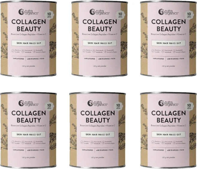호주 뉴트라 오가닉 콜라겐 뷰티 스킨 헤어 네일 Nutra Organics Collagen Beauty Skin Hair Nails, 6개, 120g - 쿠팡