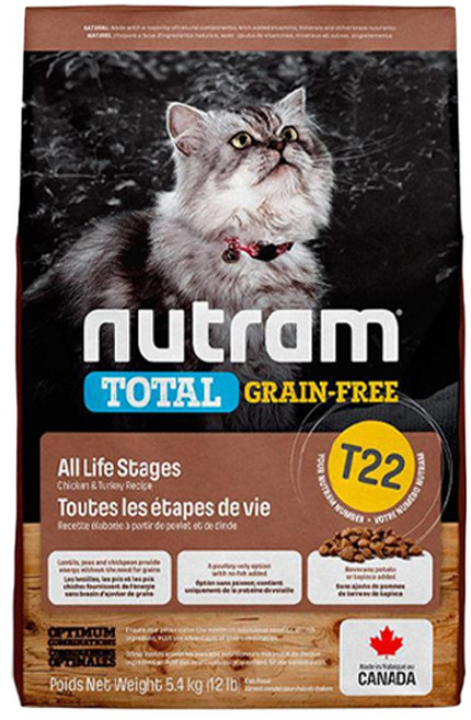 nutram 無穀全生命階段貓糧 呵護腸胃 加拿大製造, 5.4kg, 1包, 雞肉+火雞