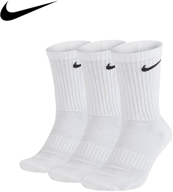 나이키 에브리데이 라이트 웨이트 크루 장목 양말 SX7676-100, 화이트