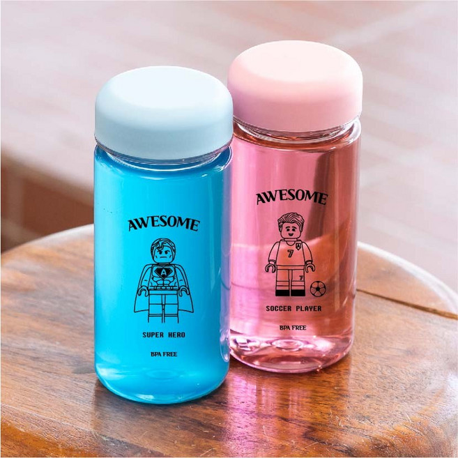 마이보틀 트라이탄 블럭 피규어 디자인 태권도 피아노 학원 보틀 물병 물통 350ml, 소방관, 그린, 1개