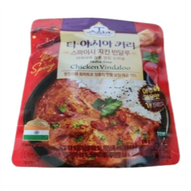 티아시아키친 스파이시 치킨 빈달루 커리, 170g, 3개