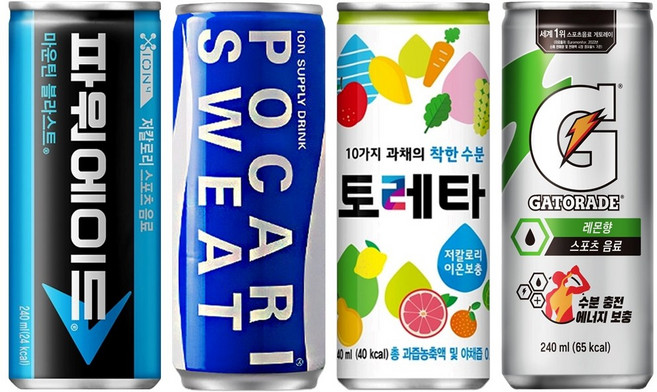 [중앙몰] 이온음료 혼합세트 60캔 (파워에이드 마운틴 블라스트+포카리스웨트+게토레이+토레타), 240ml, 1세트