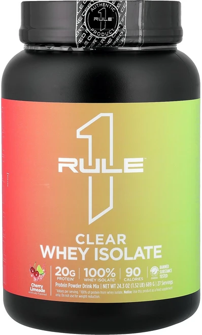 Rule One Proteins Clear Whey Isolate Cherry Limeade 1.52 lb (689 g), Rule One Proteins, Clear Whey, 689g - 쿠팡