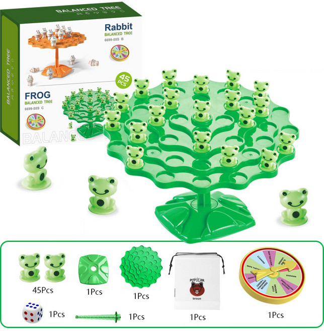 재미있는 밸런스 트리 장난감 몬테소리 수학 개구리 우주인 밸런싱 보드 부모-자녀 상호 작용 파티 게임 선물, [01] frog, 1개