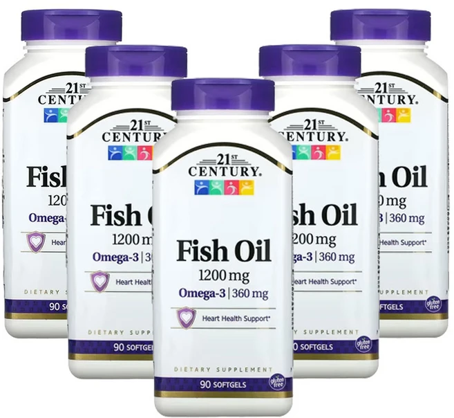 21세기센츄리 피쉬 오일 1 200mg 소프트젤 90정, 5팩 - 쿠팡