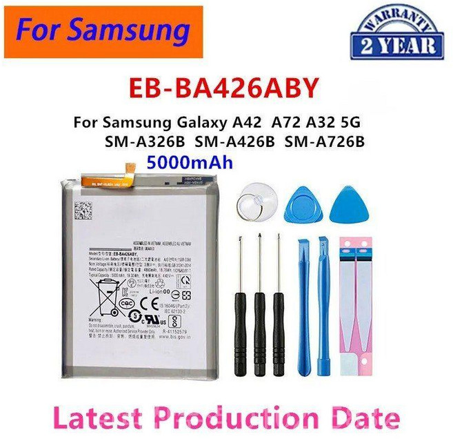 삼성 갤럭시 A42 A72 A32 5G 휴대폰용 EB BA426ABY 하이 퀄리티 교체 배터리 5000mAh, EB-BA426ABY tool, 1개