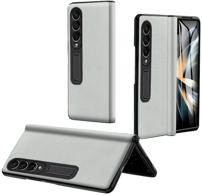 YINUO 갤럭시 Z 폴드3 4 5 6 힌지보호 소가죽 케이스+액정보호 필림 일체형 휴대폰 케이스